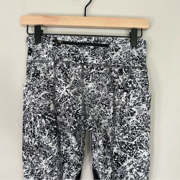 Lululemon Pace Rival Crop Paint Splash Silver Drop Multi / Black Size 4 - Picture 6 of 7